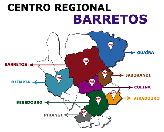 Mapa Pats na região de Barretos